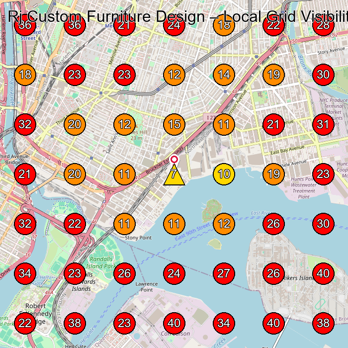 Rj Custom Furniture Design GeoGrid visibility map for Cabinet Maker in Bronx
